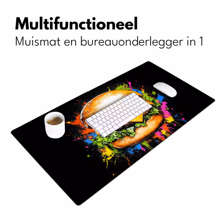 Bureau onderlegger - Hamburger - Graffiti - Verf - Kleurrijk - Eten - Abstract — 6