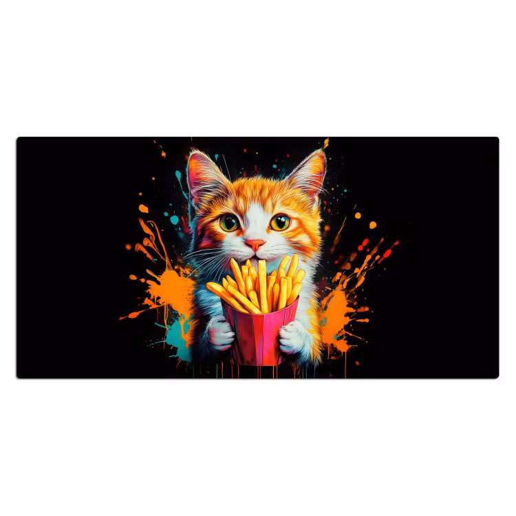 Bureau onderlegger - Kat - Eten - Patat - Graffiti - Abstract — 1