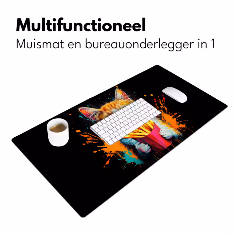 Bureau onderlegger - Kat - Eten - Patat - Graffiti - Abstract — 6