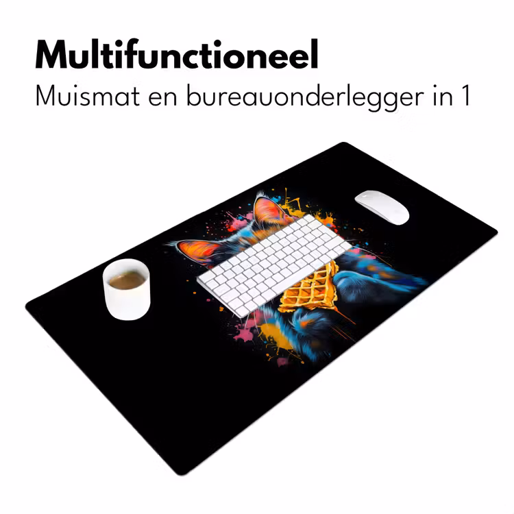 Bureau onderlegger - Kat - Graffiti - Kleurrijk - Wafel - Eten — 6