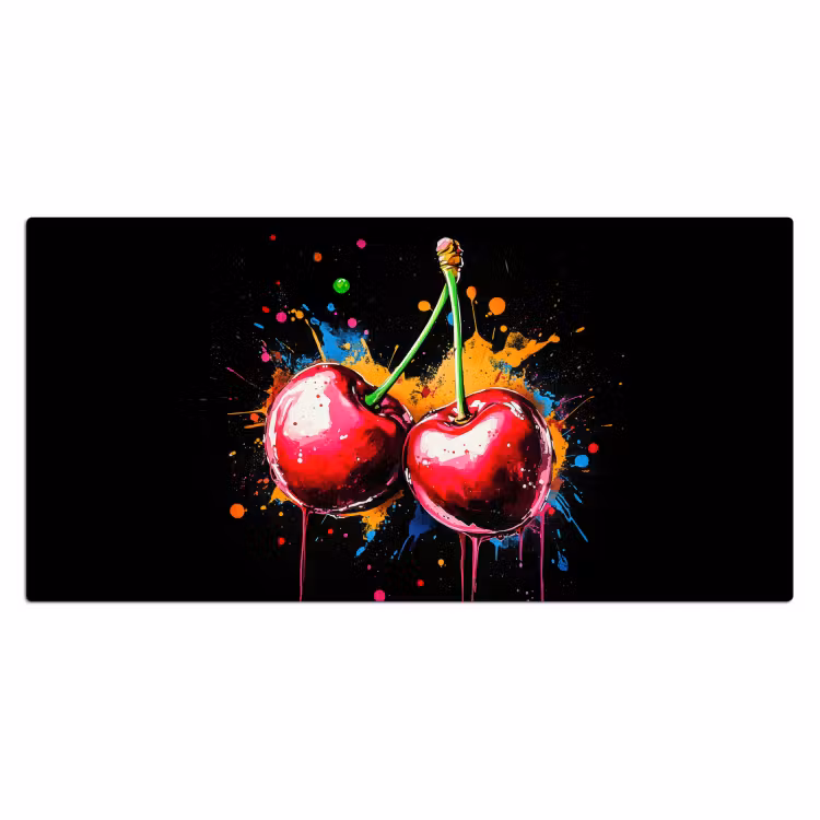 Bureau onderlegger - Kersen - Fruit - Graffiti - Verf - Abstract - Modern - Kleurrijk — 1