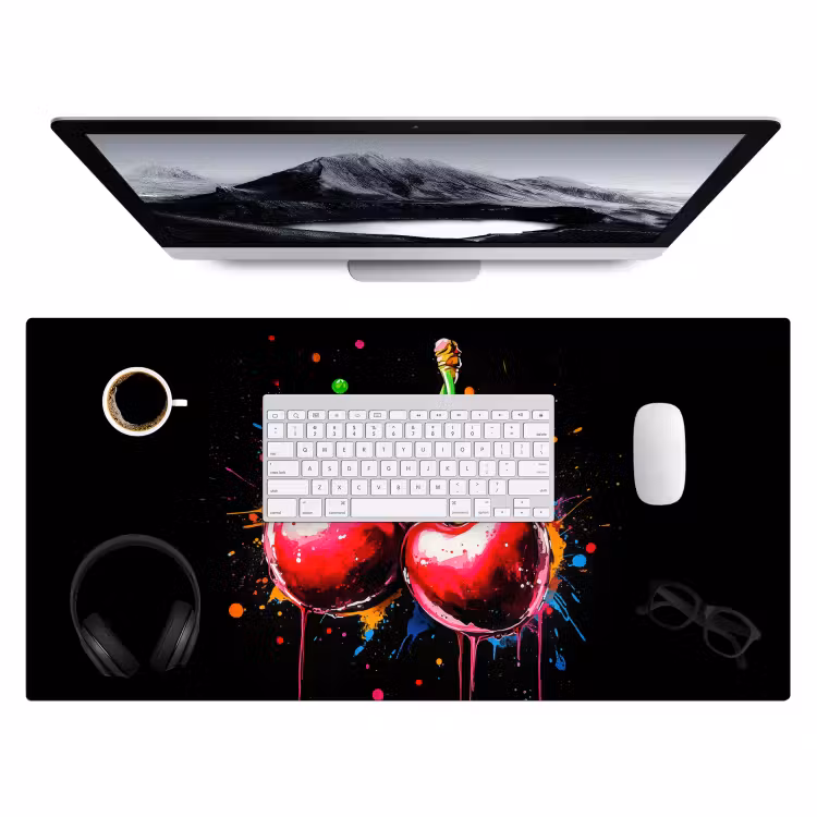 Bureau onderlegger - Kersen - Fruit - Graffiti - Verf - Abstract - Modern - Kleurrijk — 3