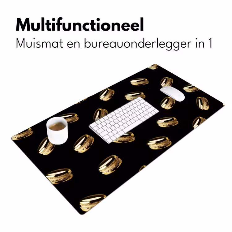 Bureau onderlegger - Macarons - Patroon - Goud - Zwart — 6