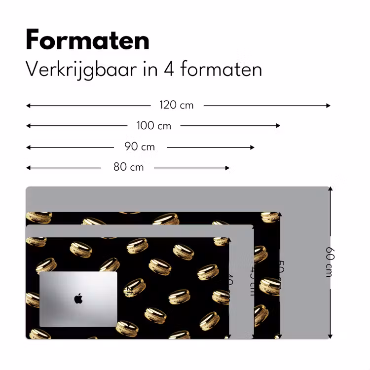 Bureau onderlegger - Macarons - Patroon - Goud - Zwart — 7