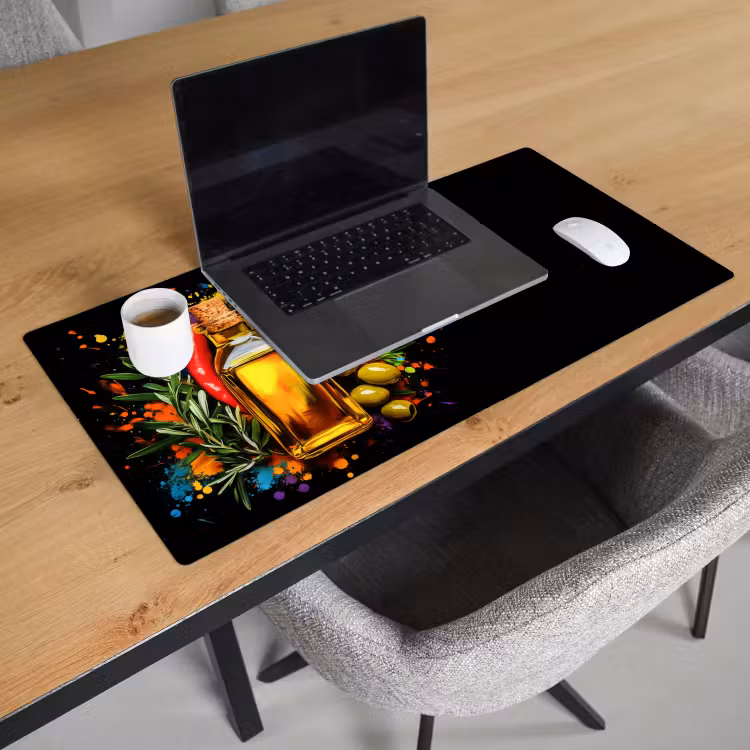 Bureau onderlegger - Olijfolie - Graffiti - Peper - Olijven - Modern — 2