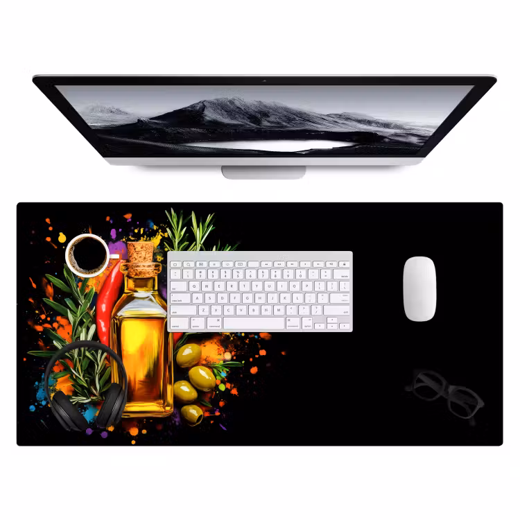 Bureau onderlegger - Olijfolie - Graffiti - Peper - Olijven - Modern — 3