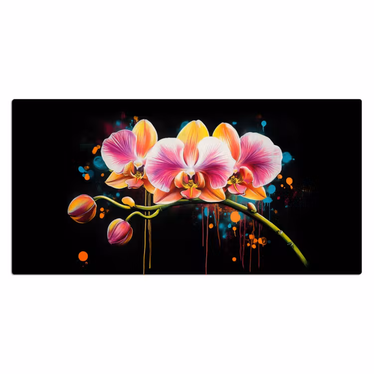 Bureau onderlegger - Orchidee - Graffiti - Kleurrijk - Bloemen - Abstract — 1
