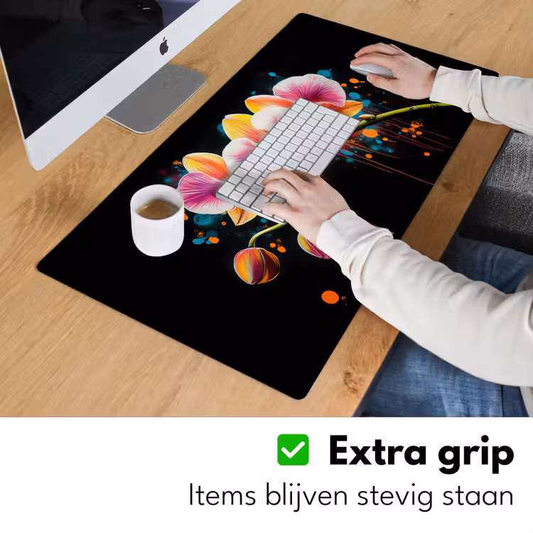 Bureau onderlegger - Orchidee - Graffiti - Kleurrijk - Bloemen - Abstract — 5