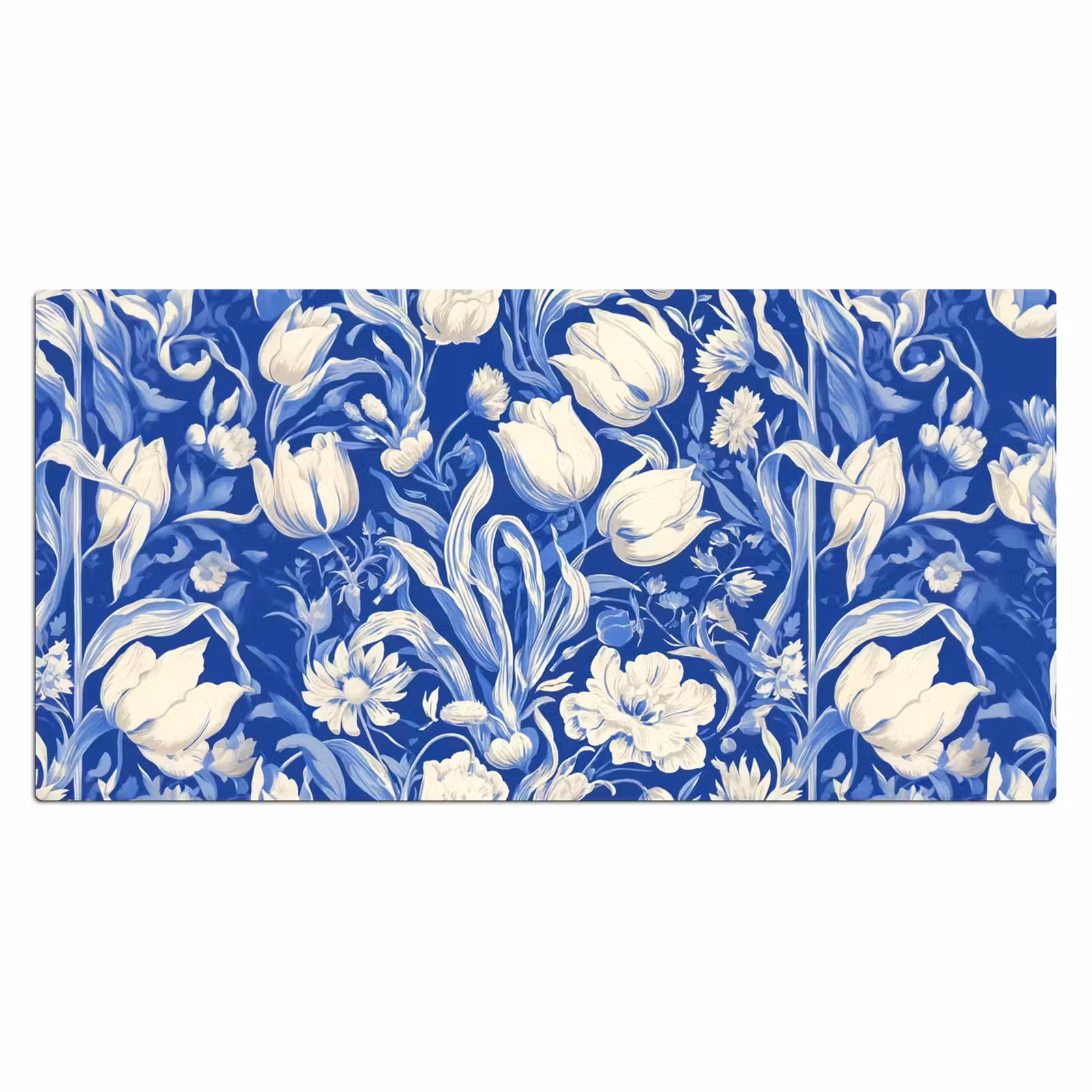 Bureau onderlegger - Bloemen - Delfts Blauw - Patroon - Tulp — 1