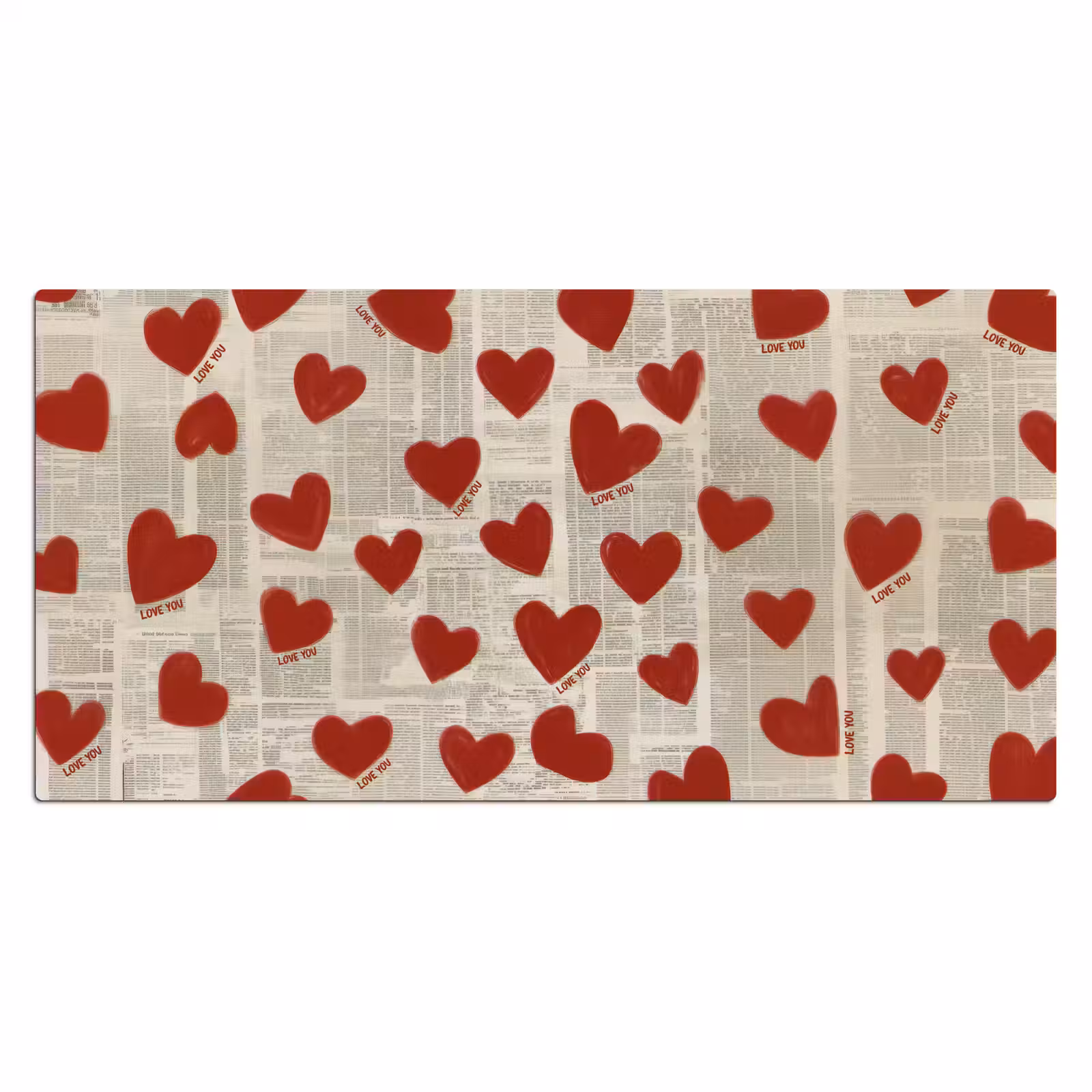 Bureau onderlegger - Hartjes - Krant - Loveyou — 1