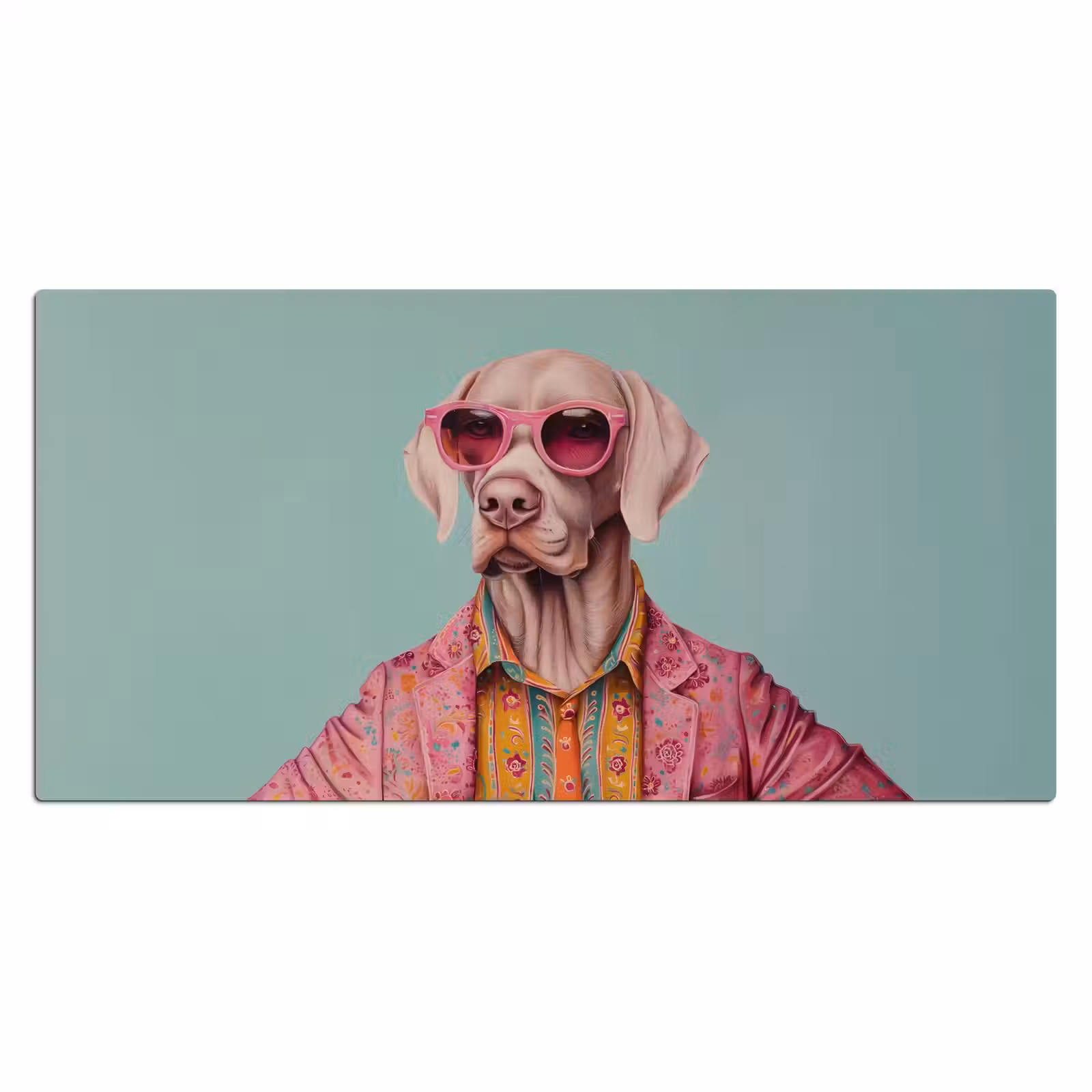 Bureau onderlegger - Hond - Overhemd - Bloemen - Bril — 1