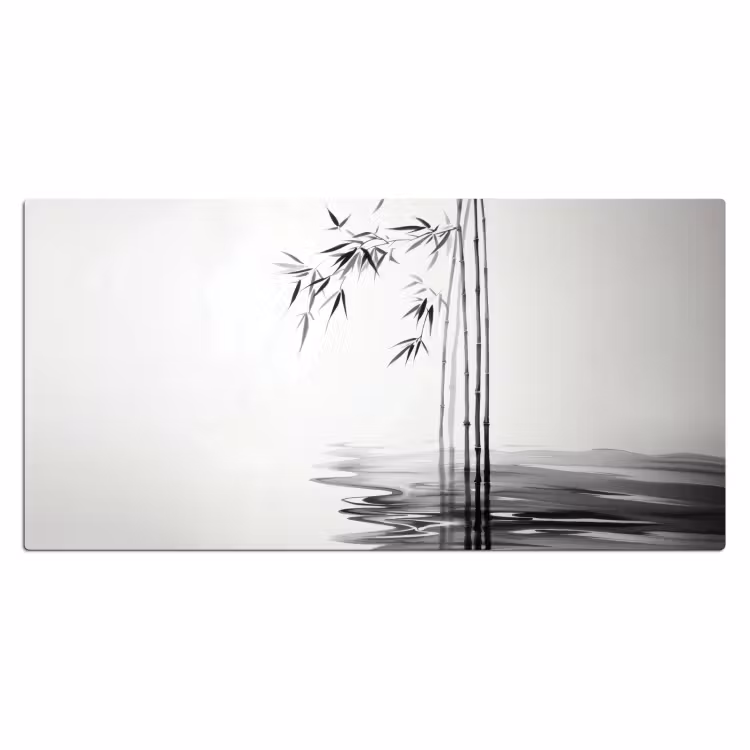 Bureau onderlegger - Bamboestammen - Water - Minimalistisch - Wit — 1