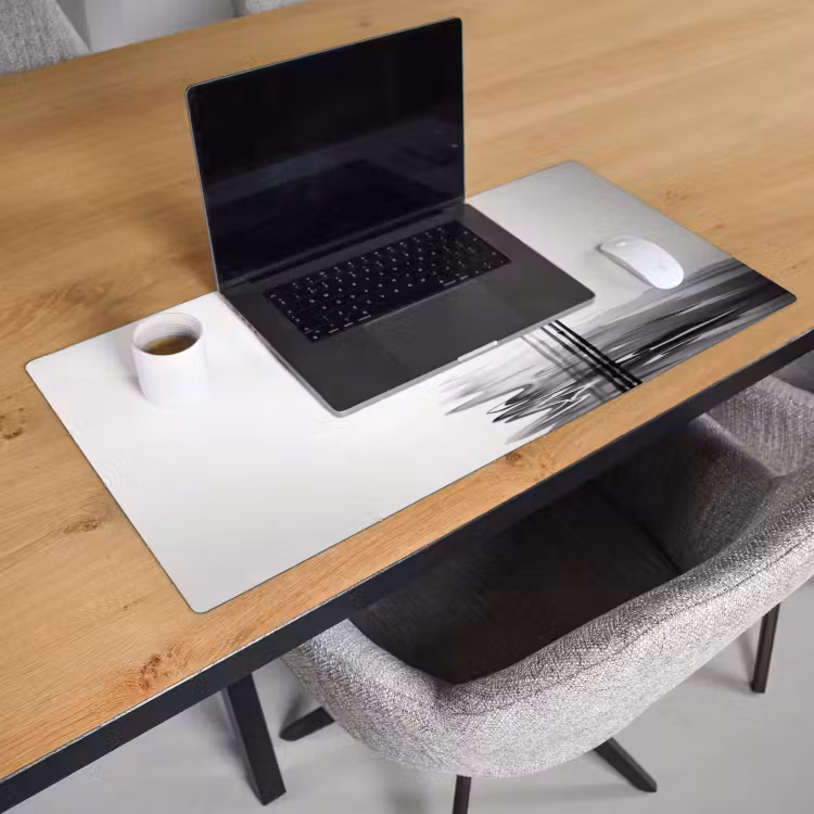 Bureau onderlegger - Bamboestammen - Water - Minimalistisch - Wit — 2