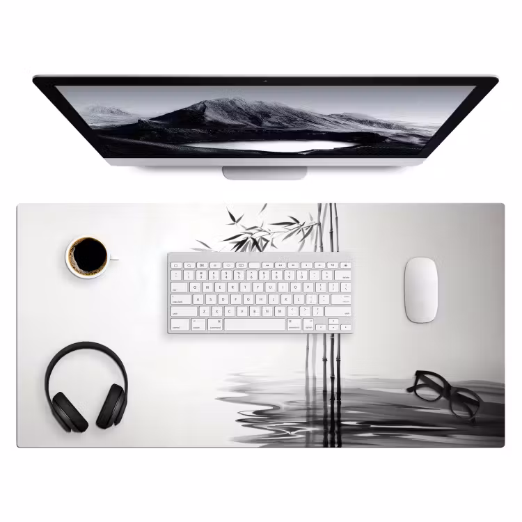 Bureau onderlegger - Bamboestammen - Water - Minimalistisch - Wit — 3
