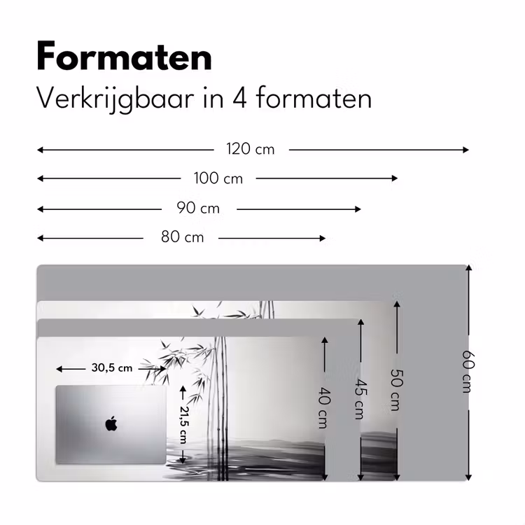 Bureau onderlegger - Bamboestammen - Water - Minimalistisch - Wit — 7