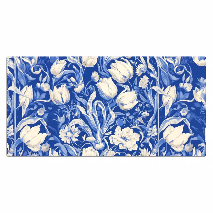 Bureau onderlegger - Bloemen - Delfts Blauw - Patroon - Tulp — 1