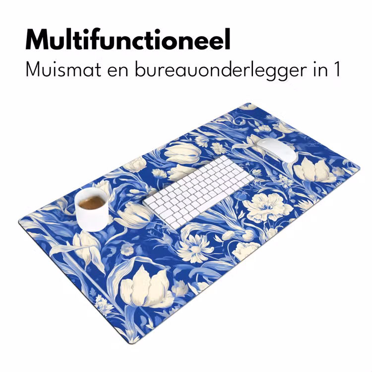 Bureau onderlegger - Bloemen - Delfts Blauw - Patroon - Tulp — 6