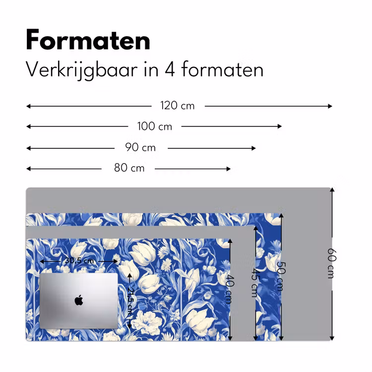 Bureau onderlegger - Bloemen - Delfts Blauw - Patroon - Tulp — 7