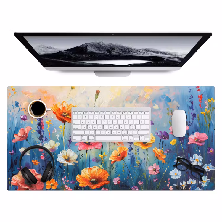 Bureau onderlegger - Bloemen - Natuur - Waterverf - Kunst — 3