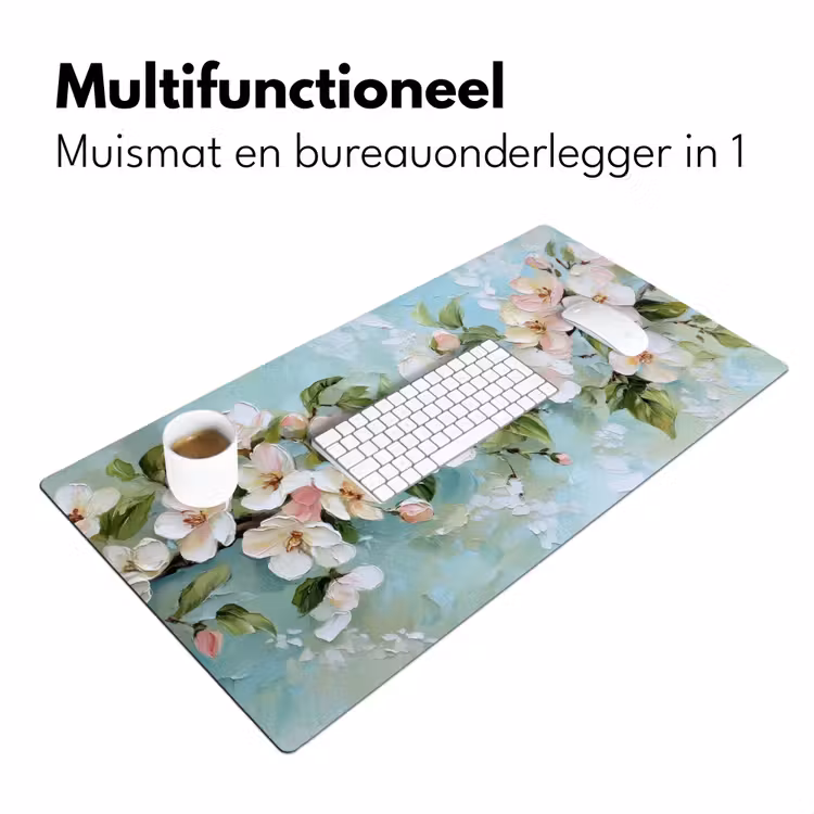 Bureau onderlegger - Bloesem - Bladeren - Lichtblauw — 6