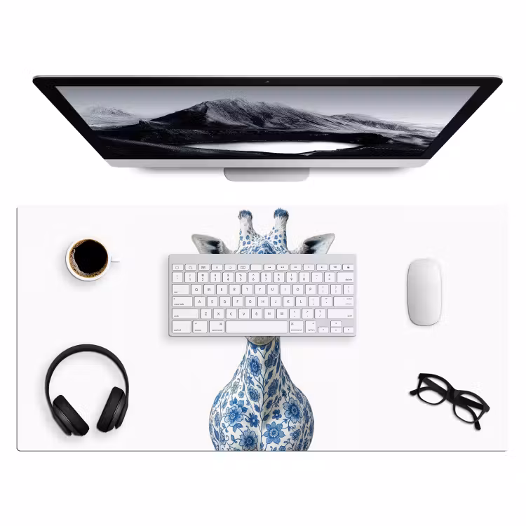 Bureau onderlegger - Giraffe - Delfts blauw - Dieren - Minimalistisch — 3