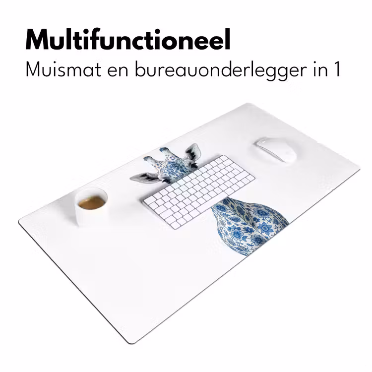 Bureau onderlegger - Giraffe - Delfts blauw - Dieren - Minimalistisch — 6