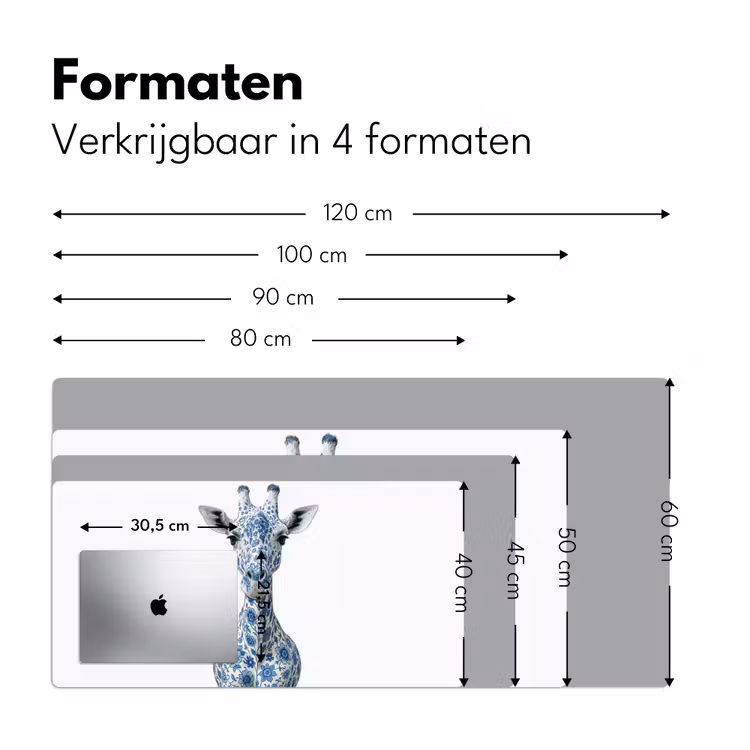 Bureau onderlegger - Giraffe - Delfts blauw - Dieren - Minimalistisch — 7