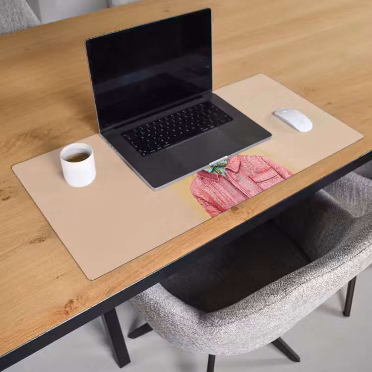 Bureau onderlegger - Grijs - Konijn - Blouse - Strik — 2