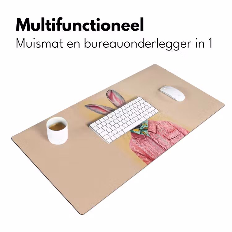 Bureau onderlegger - Grijs - Konijn - Blouse - Strik — 6