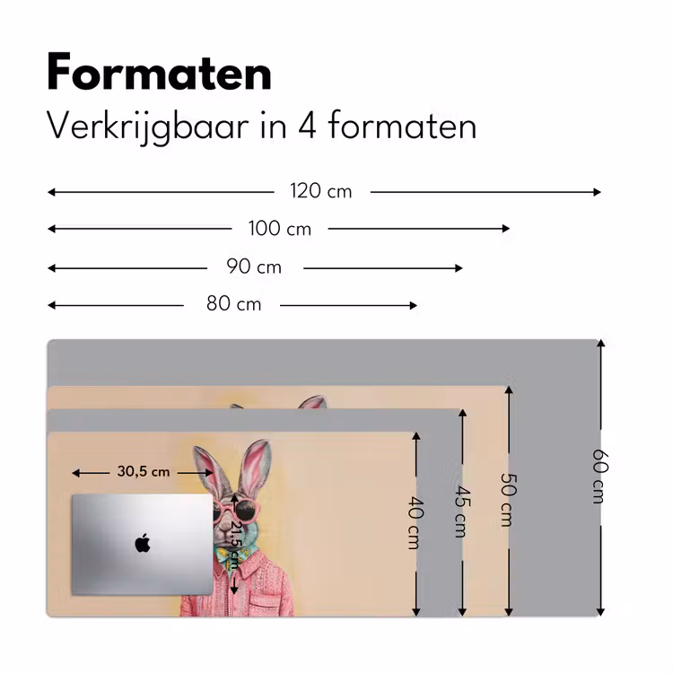 Bureau onderlegger - Grijs - Konijn - Blouse - Strik — 7
