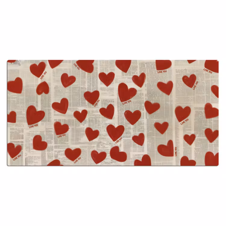 Bureau onderlegger - Hartjes - Krant - Loveyou — 1