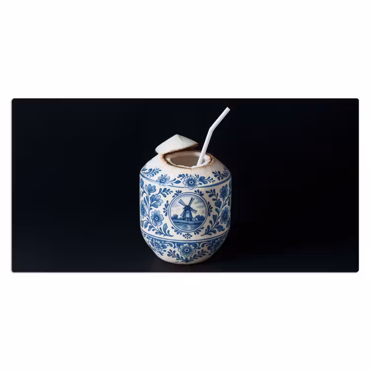 Bureau onderlegger - Kokosnoot - Eten - Delfts blauw - Drinken — 1