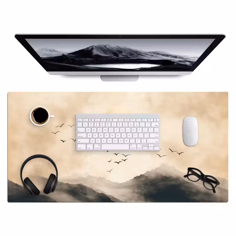 Bureau onderlegger - Landschap - Japandi - vogel — 3