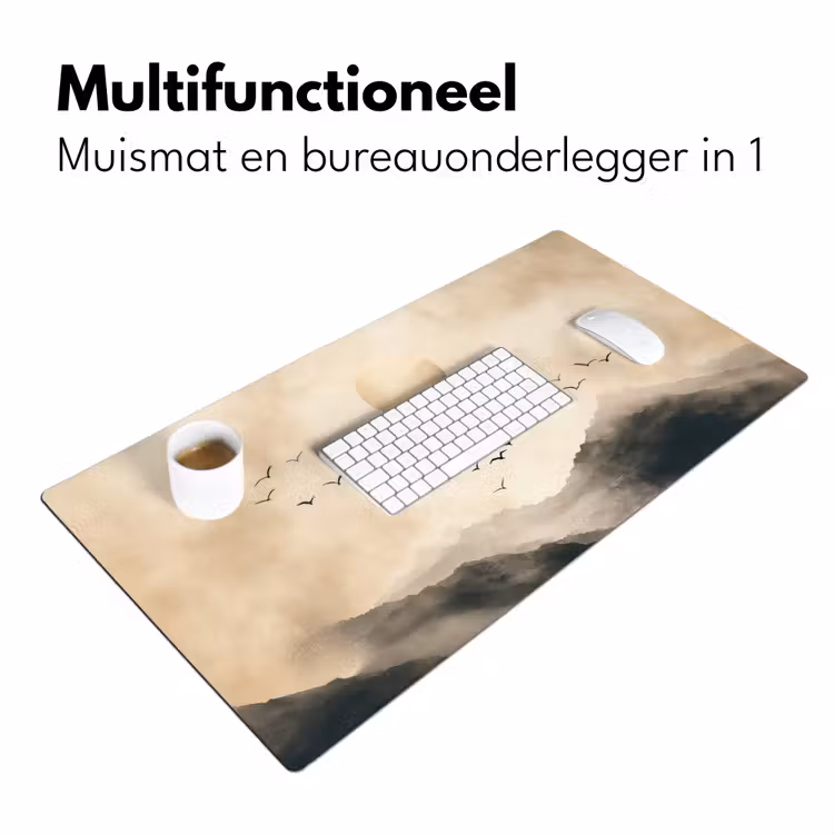 Bureau onderlegger - Landschap - Japandi - vogel — 6