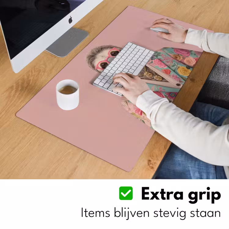 Bureau onderlegger - Luiaard - Bloemenprint - Bril - Roze — 5