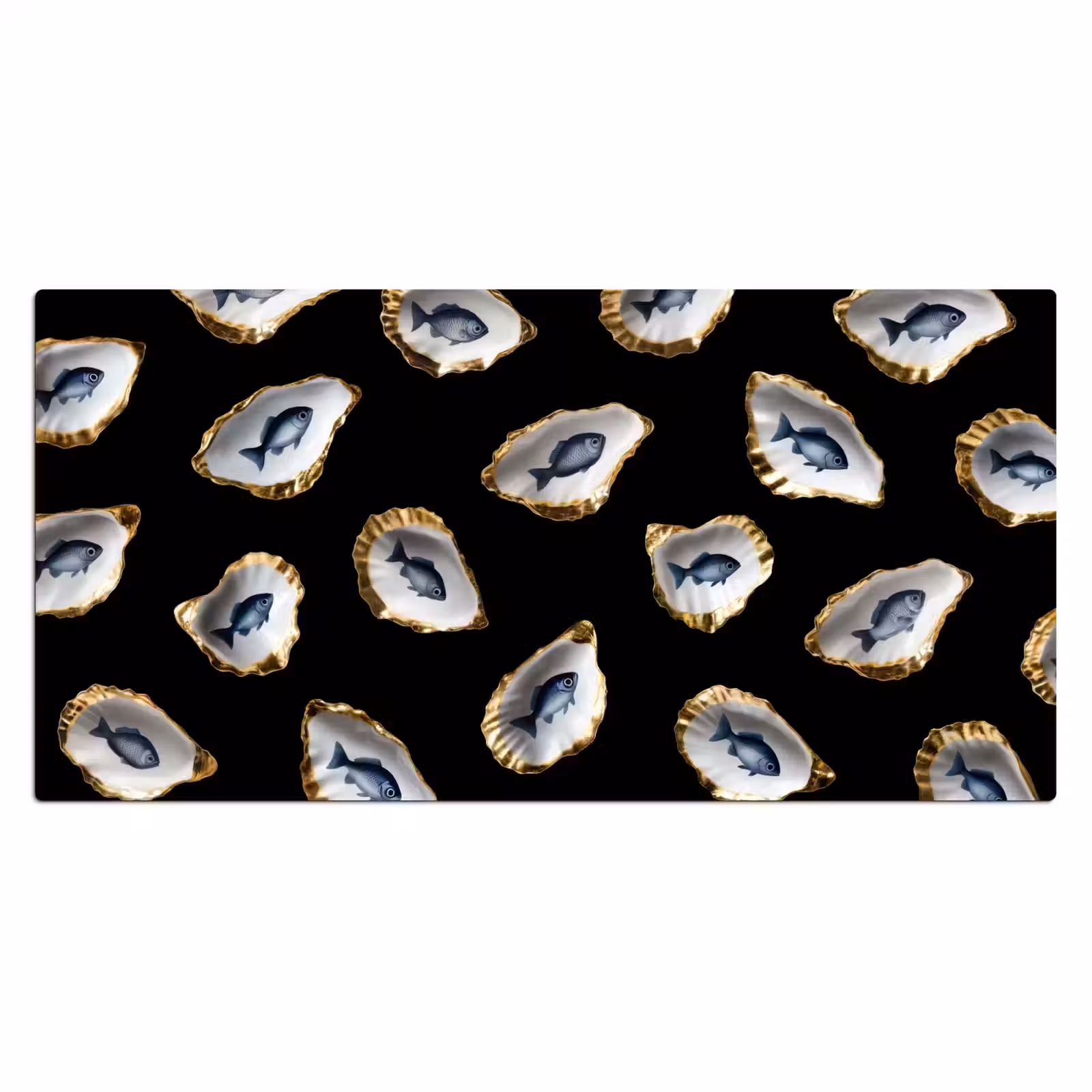 Bureau onderlegger - Oesters - Vissen - Blauw - Goud — 1