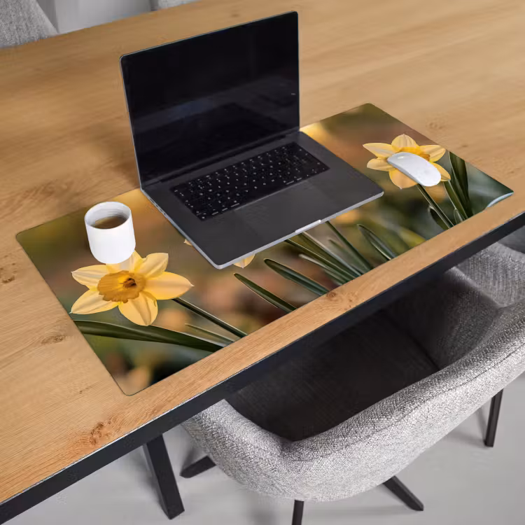 Bureau onderlegger - Bloemen - Geel - Wazig — 2