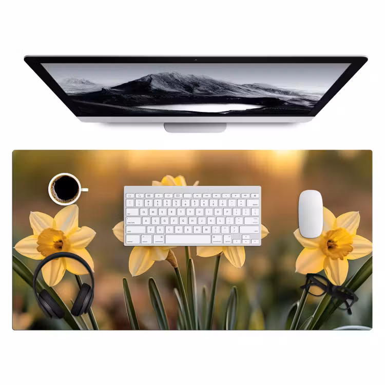 Bureau onderlegger - Bloemen - Geel - Wazig — 3