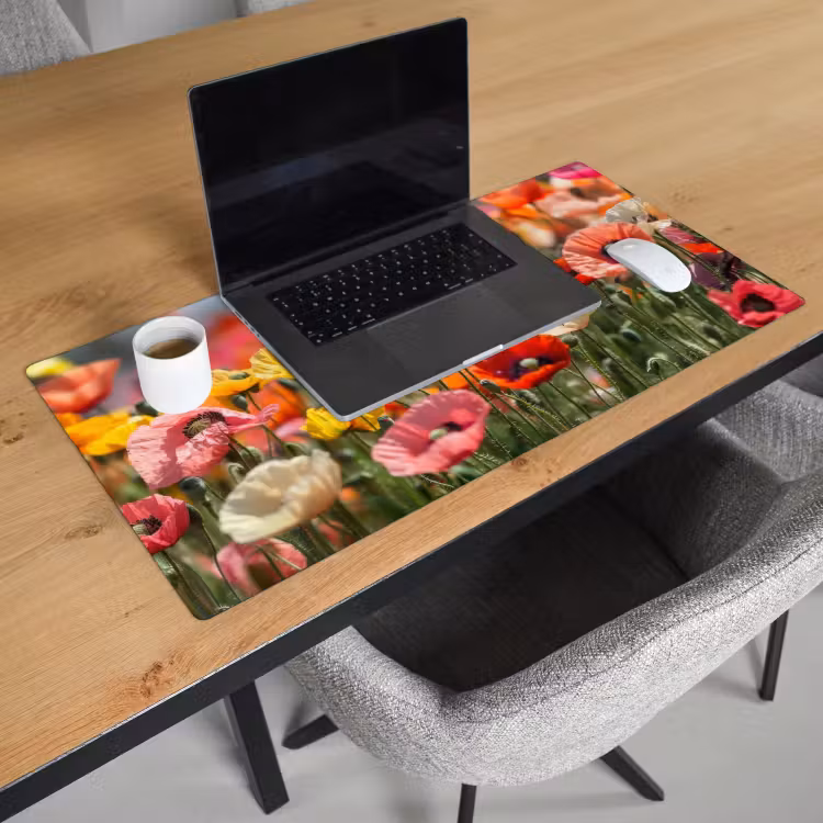 Bureau onderlegger - Bloemenveld - Klaprozen - Kleurrijk — 2