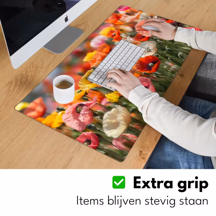 Bureau onderlegger - Bloemenveld - Klaprozen - Kleurrijk — 5