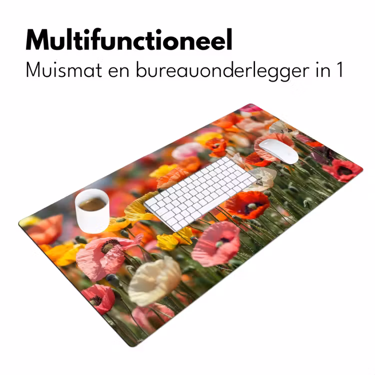 Bureau onderlegger - Bloemenveld - Klaprozen - Kleurrijk — 6