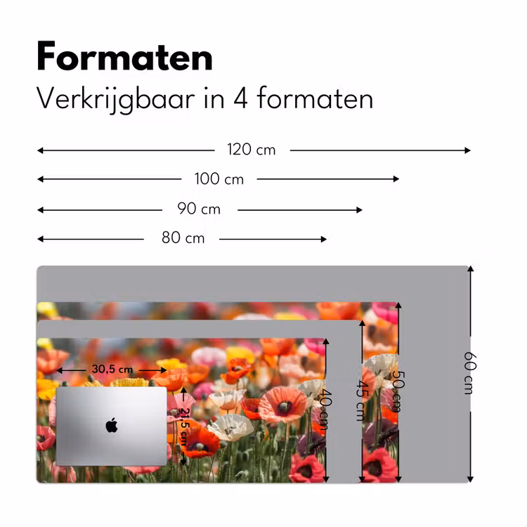 Bureau onderlegger - Bloemenveld - Klaprozen - Kleurrijk — 7