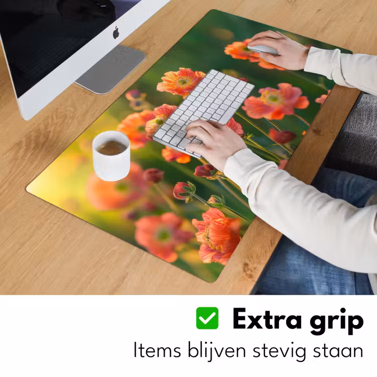 Bureau onderlegger - Bloemenveld - Zonnestralen - Oranje — 5