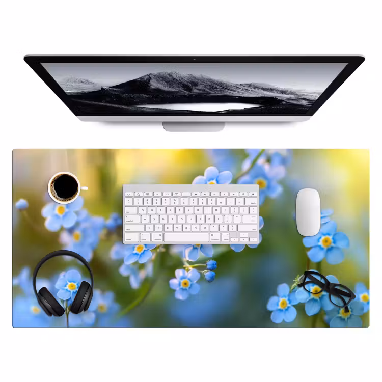 Bureau onderlegger - Bloemetjes - Blauw - Vergeet mij nietjes — 3