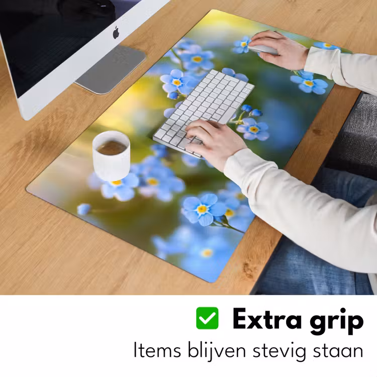 Bureau onderlegger - Bloemetjes - Blauw - Vergeet mij nietjes — 5