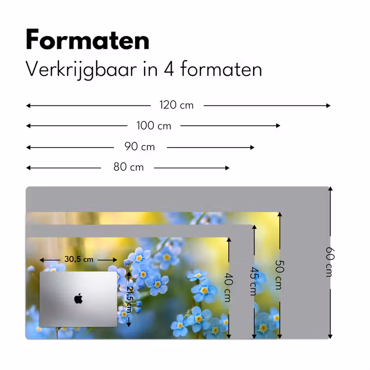 Bureau onderlegger - Bloemetjes - Blauw - Vergeet mij nietjes — 7