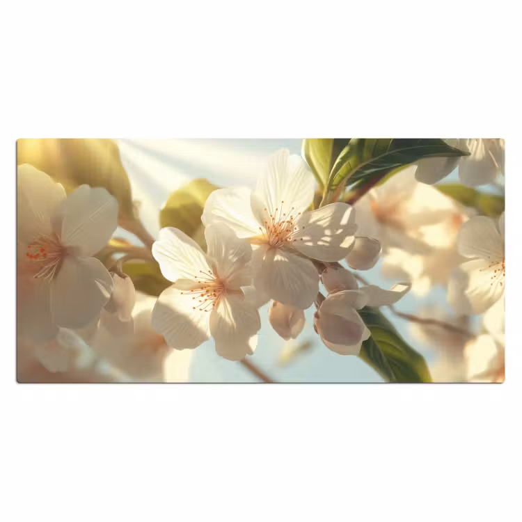 Bureau onderlegger - Bloesems - Wit - Zonnestralen - Bloemblaadjes — 1