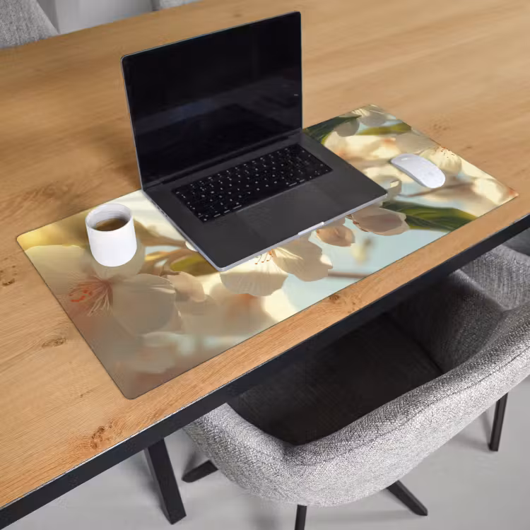 Bureau onderlegger - Bloesems - Wit - Zonnestralen - Bloemblaadjes — 2