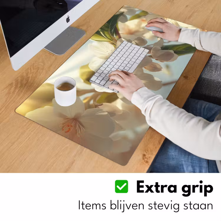 Bureau onderlegger - Bloesems - Wit - Zonnestralen - Bloemblaadjes — 5