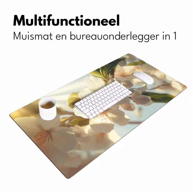 Bureau onderlegger - Bloesems - Wit - Zonnestralen - Bloemblaadjes — 6